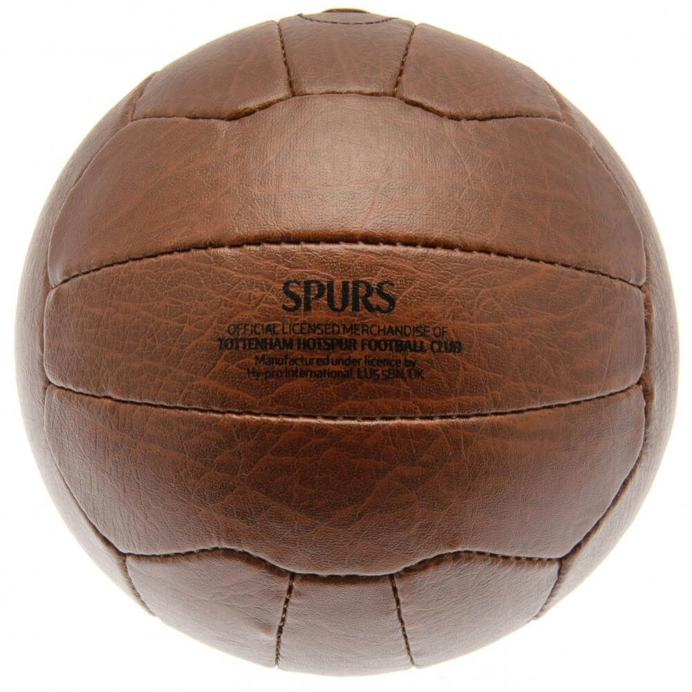 Tottenham Hotspur FC Faux Leather Football LKT Sport Faux leather effect heritage footballFeaturing gold debossed print Tottenham crest and text18 panel retro style ball with stitched featureOfficial licensed productSize 5 footballApprox 69cm in circumfer