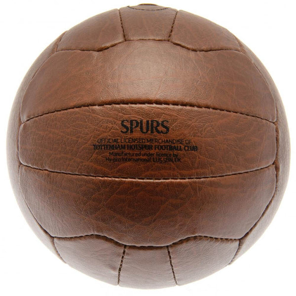 Tottenham Hotspur FC Faux Leather Football LKT Sport Faux leather effect heritage footballFeaturing gold debossed print Tottenham crest and text18 panel retro style ball with stitched featureOfficial licensed productSize 5 footballApprox 69cm in circumfer