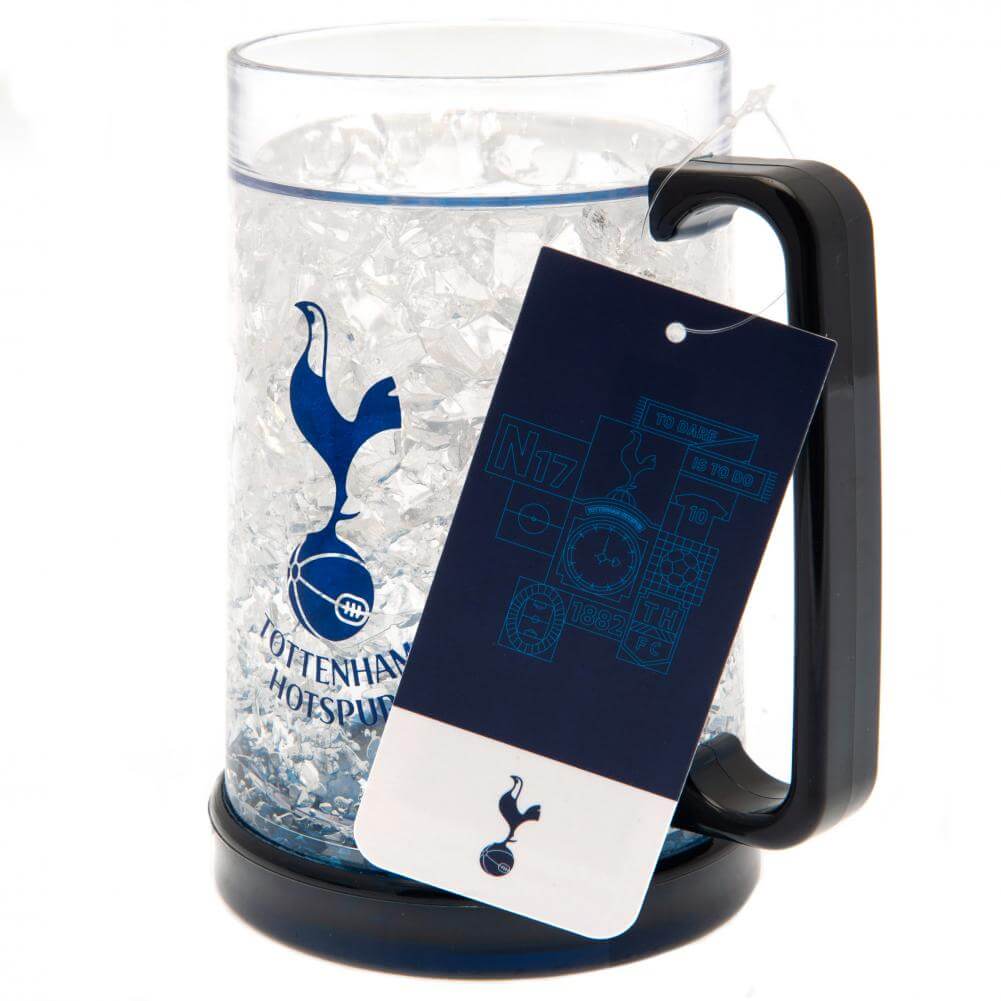 Tottenham Hotspur FC Freezer Mug LKT Sport Frosted effect double walled gel filled freezer mugFeaturing navy blue base handle and Tottenham Hotspur club crestOfficial licensed productApprox 420ml (14oz)Approx 15cm tall, 9cm in diameter Mugs