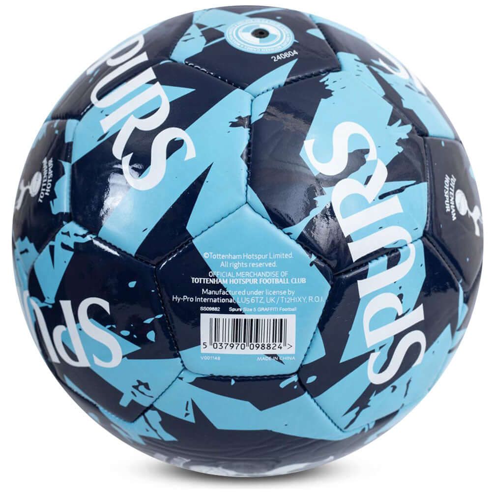 Tottenham Hotspur FC Graffiti Football LKT Sport Blue 26 panel everyday PVC FootballFeatures a white Tottenham crest on a graffiti design ballSuitable for 14 yrs and olderOfficial licensed productSize 5 footballApprox 69cm in circumference Soccer Balls