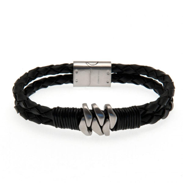 Tottenham Hotspur FC Leather Bracelet LKT Sport Twin rope design bracelet made from genuine leather Black bracelet featuring with steel detail Stainless steel magnetic clasp with an engraved club crest Official licensed product Approx 20cm x 1cm Presented