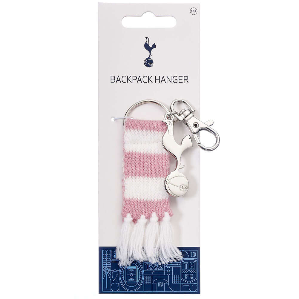 Tottenham Hotspur FC Pink Bar Scarf Bag Charm LKT Sport Pink and white bar scarf design bag charmWith a silver Tottenham charm and lobster claw claspOfficial licensed productApprox 60mm x 30mm Keychains