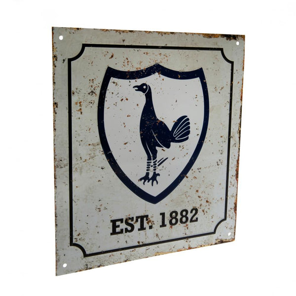 Tottenham Hotspur FC Retro Logo Sign LKT Sport Vintage look design stamped metal wall sign Featuring a full colour retro Spurs crest and club established date Ready to hang on the wall with four small holes for fixing Official licensed product Approx 23cm