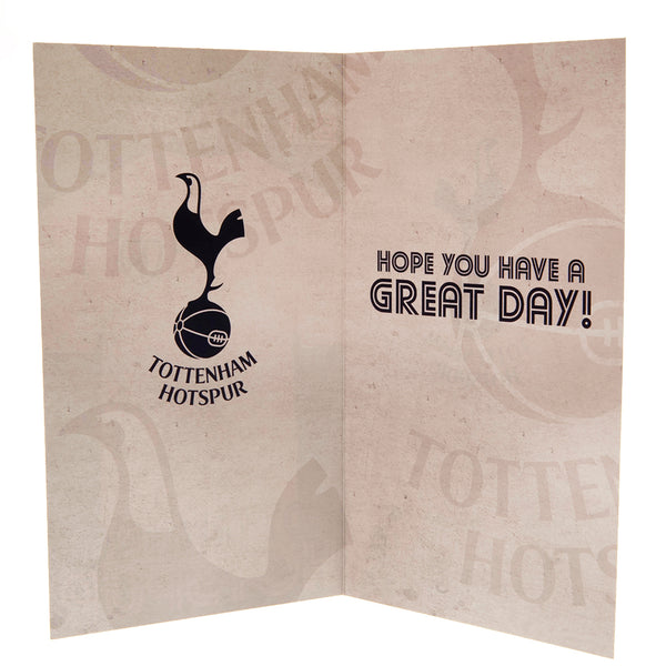 Tottenham Hotspur FC Retro Shirt Birthday Card LKT Sport Colourful gloss finish birthday cardFeaturing a large retro style Spurs shirt on the frontMessage inside reads 'Hope you have a great day!'Official licensed productApprox 22cm x 12cm Greeting Cards