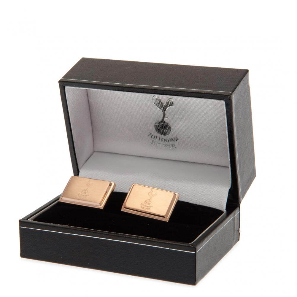 Tottenham Hotspur FC Rose Gold Plated Cufflinks LKT Sport Rose Gold Plated rectangular cufflinksEach cufflink is engraved with the Spurs crestOn a bullet back fixingOfficial licensed productApprox 20mm x 10mm Cufflinks