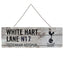 Tottenham Hotspur FC Rustic Garden Sign LKT Sport Rustic look design stamped metal hanging sign Featuring a large club crest and text on a wood panel effect background Complete with a metal chain for hanging Official licensed product Approx 44cm x 14cm On
