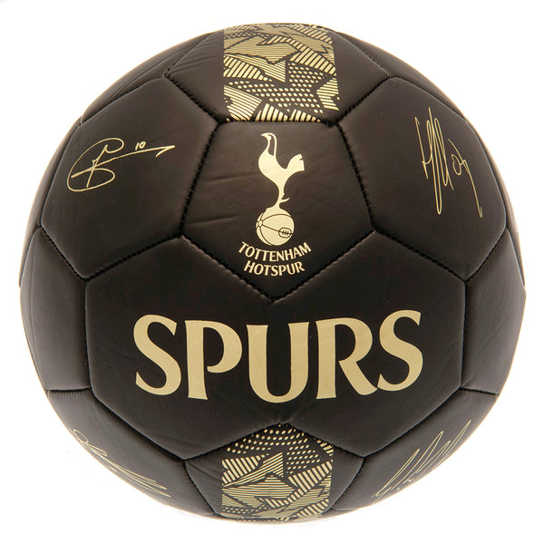 Tottenham Hotspur FC Sig Gold Phantom Football LKT Sport Matte black finish 32 panel synthetic footballFeatures a gold printed Spurs crest and official player signature printsSuitable for 14 yrs and olderOfficial licensed productSize 5 footballApprox 69cm