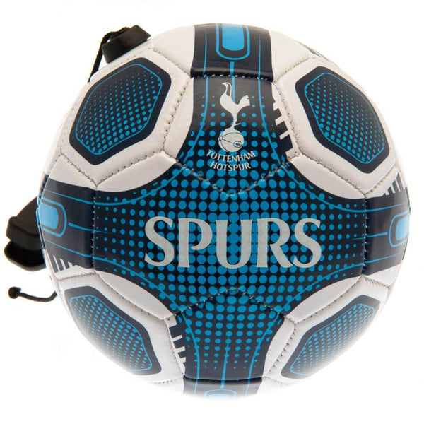 Tottenham Hotspur FC Size 2 Skills Trainer LKT Sport Great close control and skills training aidSize 2 training ball with a cordWhite football featuring a full colour Spurs crest and navy detailPerfect for improving passing, control and reactionsOfficial