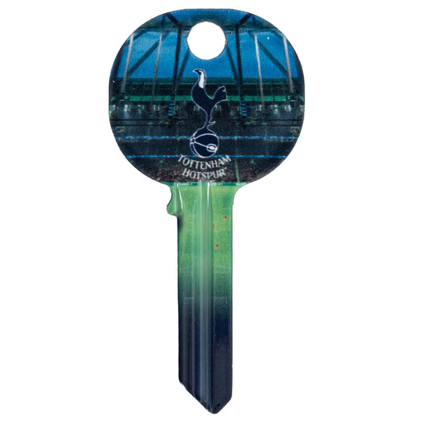 Tottenham Hotspur FC Stadium Door Key LKT Sport Ready to cut, blank door keyFeaturing full colour club crest and stadiumDesign repeated on both sidesOfficial licensed productApprox 65mm x 32mm Key Blanks