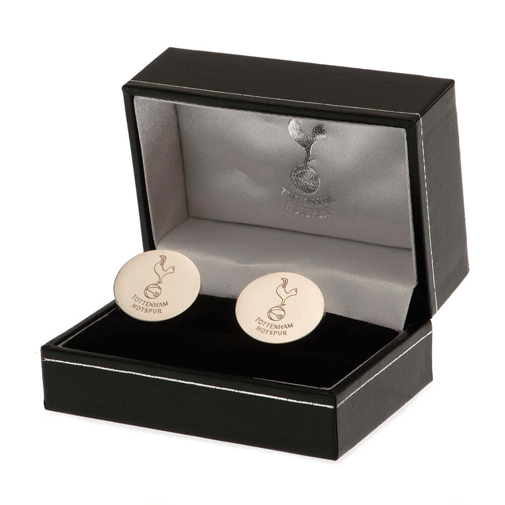 Tottenham Hotspur FC Stainless Steel Round Cufflinks LKT Sport Stainless steel round cufflinks in a chrome finishEach cufflink is engraved with the Tottenham Hotspur crestOn a bullet back fixingOfficial licensed productApprox 20mm x 20mm Cufflinks