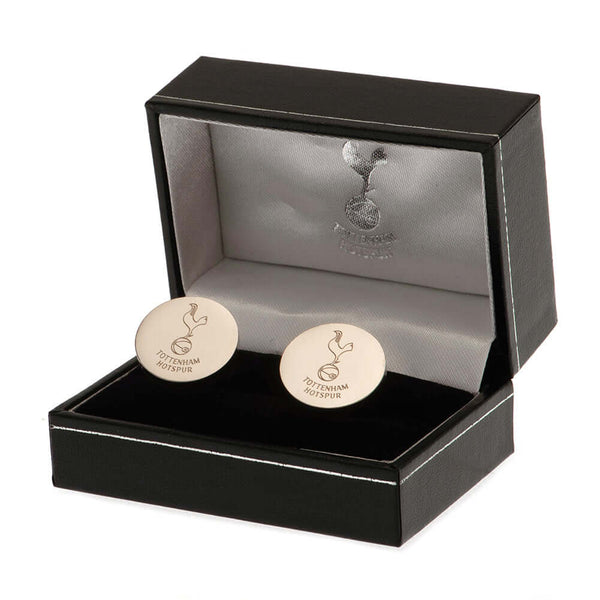 Tottenham Hotspur FC Stainless Steel Round Cufflinks LKT Sport Stainless steel round cufflinks in a chrome finishEach cufflink is engraved with the Tottenham Hotspur crestOn a bullet back fixingOfficial licensed productApprox 20mm x 20mm Cufflinks