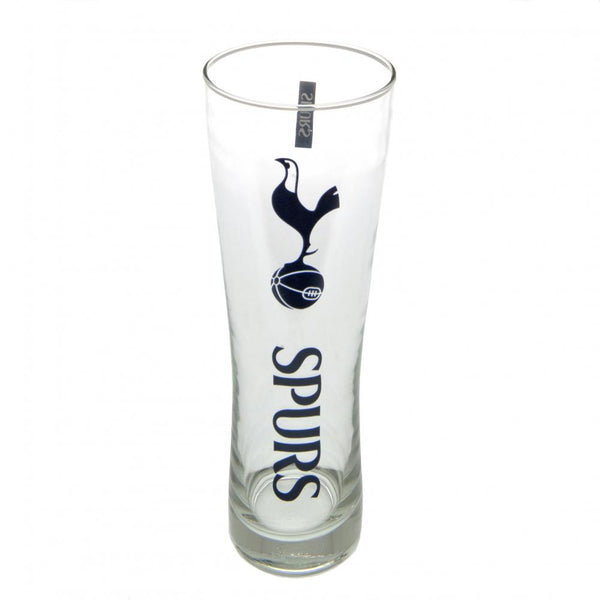 Tottenham Hotspur FC Tall Beer Glass LKT Sport Tall slim pilsner style pint glass Features Spurs text and Tottenham club crest in navy blue White Spurs text on small navy blue block detail on reverse Official licensed product Approx 570ml (1 pint) Approx