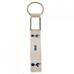 Tottenham Hotspur FC White Silicone Keyring LKT Sport Silicone strap keyring with silver colour metal band and split ring Bright white strap with crest and spurs text design Official licensed product Approx 10cm x 1.5cm On a header card Keychains