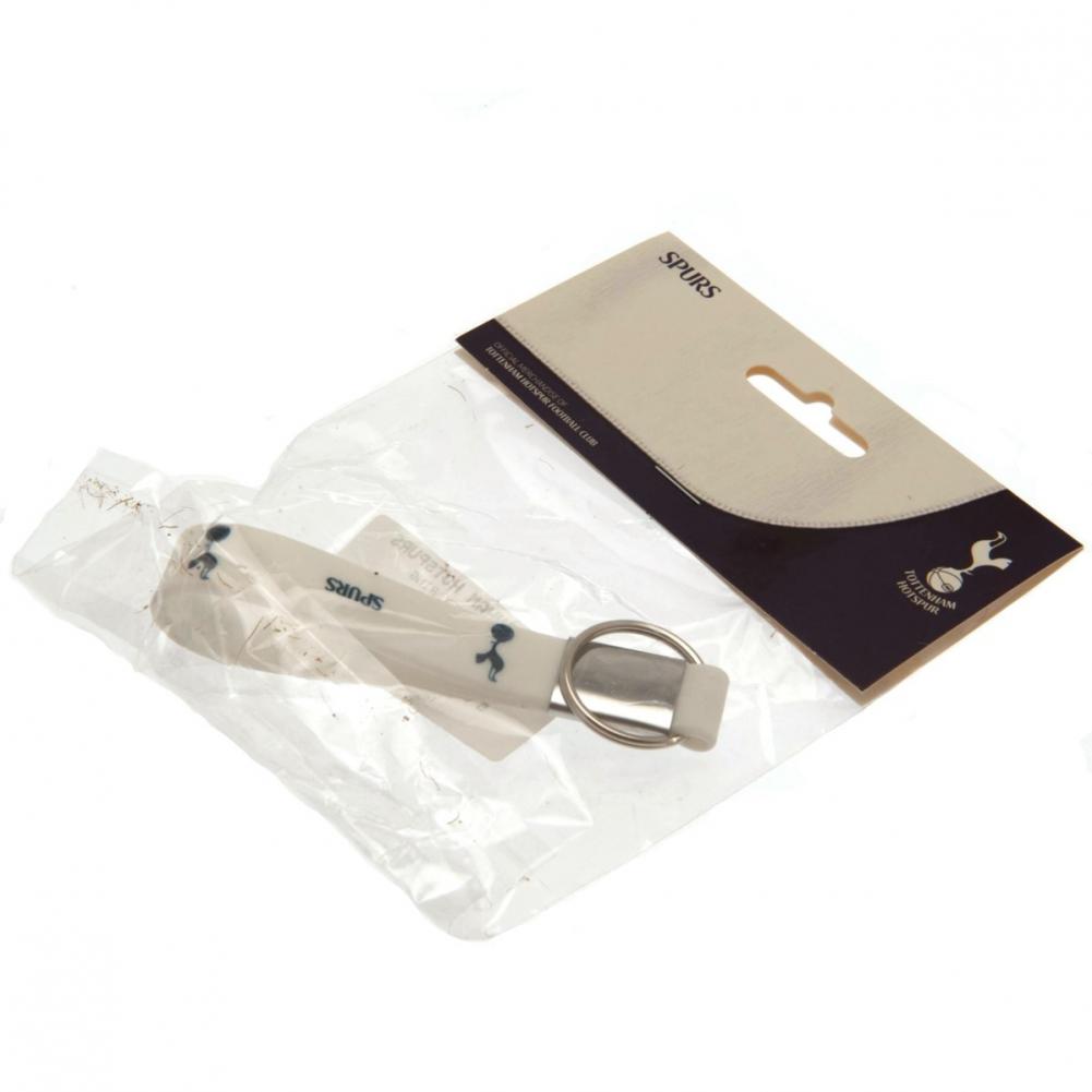 Tottenham Hotspur FC White Silicone Keyring LKT Sport Silicone strap keyring with silver colour metal band and split ring Bright white strap with crest and spurs text design Official licensed product Approx 10cm x 1.5cm On a header card Keychains