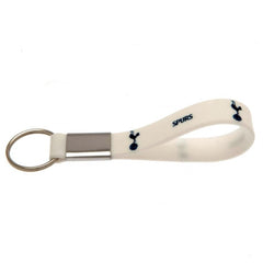 Tottenham Hotspur FC White Silicone Keyring LKT Sport Silicone strap keyring with silver colour metal band and split ring Bright white strap with crest and spurs text design Official licensed product Approx 10cm x 1.5cm On a header card Keychains