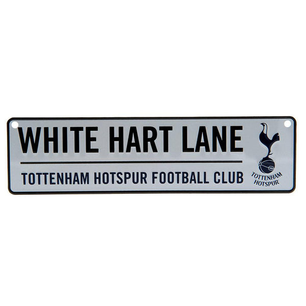 Tottenham Hotspur FC Window Sign LKT Sport Design stamped metal window sign White Hart Lane road sign, the home of Tottenham Hotspur FC Ready to hang with rubber window suckers Official licensed product Approx 26cm x 7cm On a header card Novelty Signs