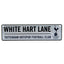 Tottenham Hotspur FC Window Sign LKT Sport Design stamped metal window sign White Hart Lane road sign, the home of Tottenham Hotspur FC Ready to hang with rubber window suckers Official licensed product Approx 26cm x 7cm On a header card Novelty Signs