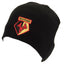 Watford FC Black Beanie LKT Sport Black dome style knitted hat Features a full colour Watford FC embroidered crest Official licensed product One size fits all With a swing tag Beanies