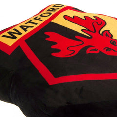Watford FC Crest Cushion LKT Sport Black luxury crest shaped cushion100% PolyesterOfficial licensed productApprox 40cm x 36cm x 12cm Throw Pillows