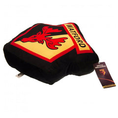 Watford FC Crest Cushion LKT Sport Black luxury crest shaped cushion100% PolyesterOfficial licensed productApprox 40cm x 36cm x 12cm Throw Pillows