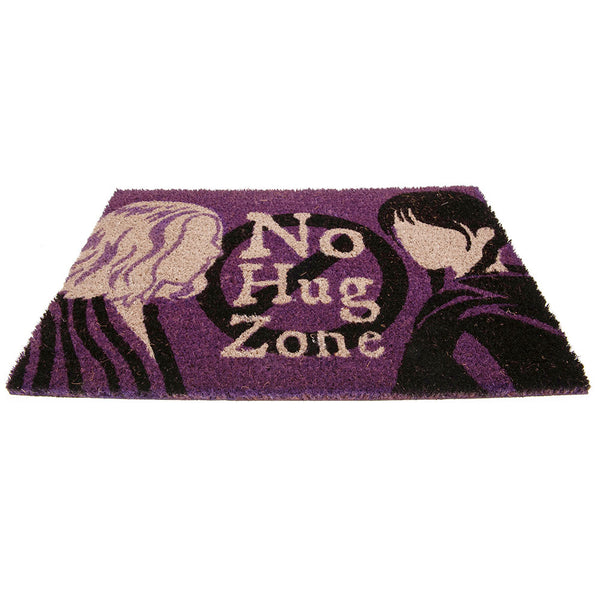 Wednesday Doormat LKT Sport Purple and black coir doormat featuring Wednesday and Enid and the phrase 'No Hug Zone'Made from durable coconut fibre with a sturdy non slip PVC baseIdeal for both indoors and outdoorsOfficial licensed productApprox 60cm x 40c