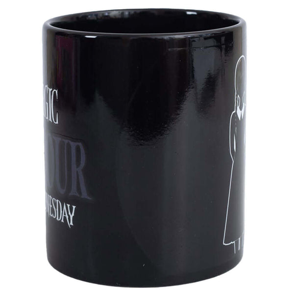 Wednesday Heat Changing Mug LKT Sport Ceramic everyday coffee mug with a heat sensitive designDesign changes as the contents heat and coolFeatures a silhouette of Wednesday in front of Ophelia windowHand wash onlyOfficial licensed productApprox 315ml (11o