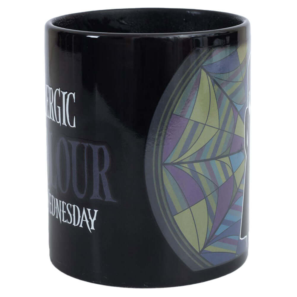 Wednesday Heat Changing Mug LKT Sport Ceramic everyday coffee mug with a heat sensitive designDesign changes as the contents heat and coolFeatures a silhouette of Wednesday in front of Ophelia windowHand wash onlyOfficial licensed productApprox 315ml (11o