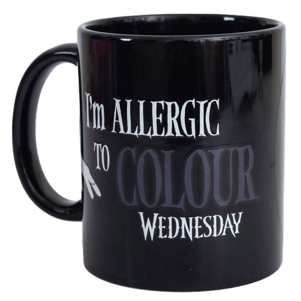 Wednesday Heat Changing Mug LKT Sport Ceramic everyday coffee mug with a heat sensitive designDesign changes as the contents heat and coolFeatures a silhouette of Wednesday in front of Ophelia windowHand wash onlyOfficial licensed productApprox 315ml (11o