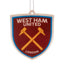 West Ham United FC Air Freshener LKT Sport Classic crest shaped long lasting air freshener Vibrant full colour Hammers crest printed on both sides Official licensed product Approx 7cm x 6cm On a header card Vehicle Air Fresheners