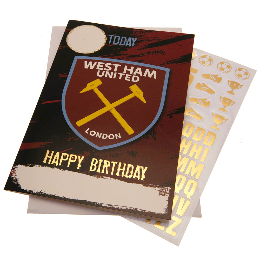 West Ham United FC Birthday Card With Stickers LKT Sport Football>Premier League>West Ham United FC Greeting Cards