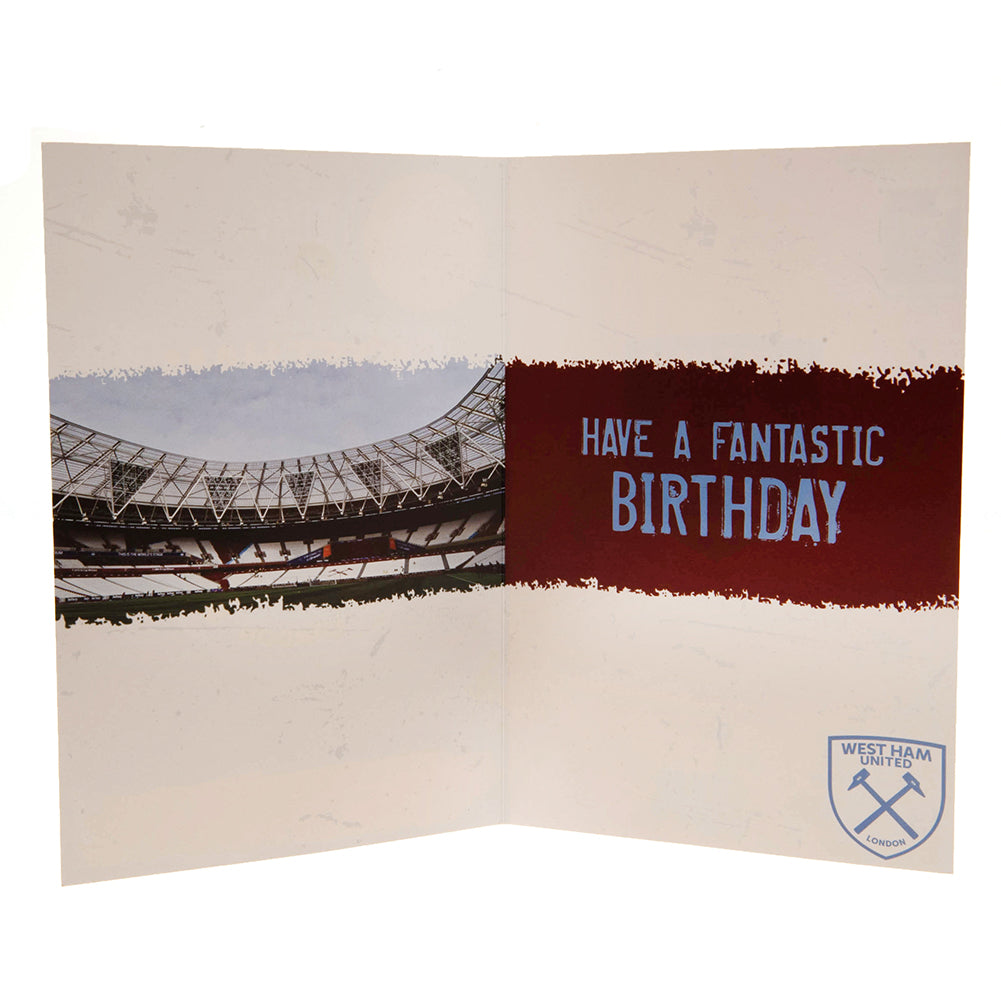 West Ham United FC Birthday Card With Stickers LKT Sport Football>Premier League>West Ham United FC Greeting Cards