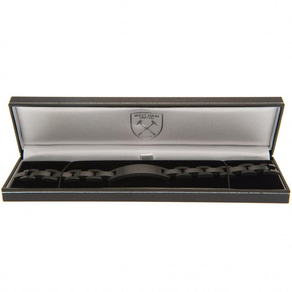 West Ham United FC Black IP Bracelet LKT Sport Classic design stainless steel link bracelet coated in a black Ion platingFeaturing a club crest engraved plateOfficial licensed productApprox 21cm x 1cm Bracelets