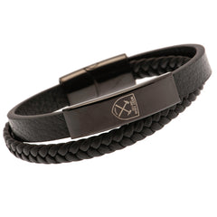 West Ham United FC Black IP Leather Bracelet LKT Sport Football>Premier League>West Ham United FC Bracelets