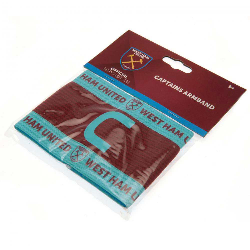 West Ham United FC Captains Armband LKT Sport Featuring club crest in team colours Elasticated, one size fits all Official licensed product Approx 9cm wide On a header card Captains Armbands