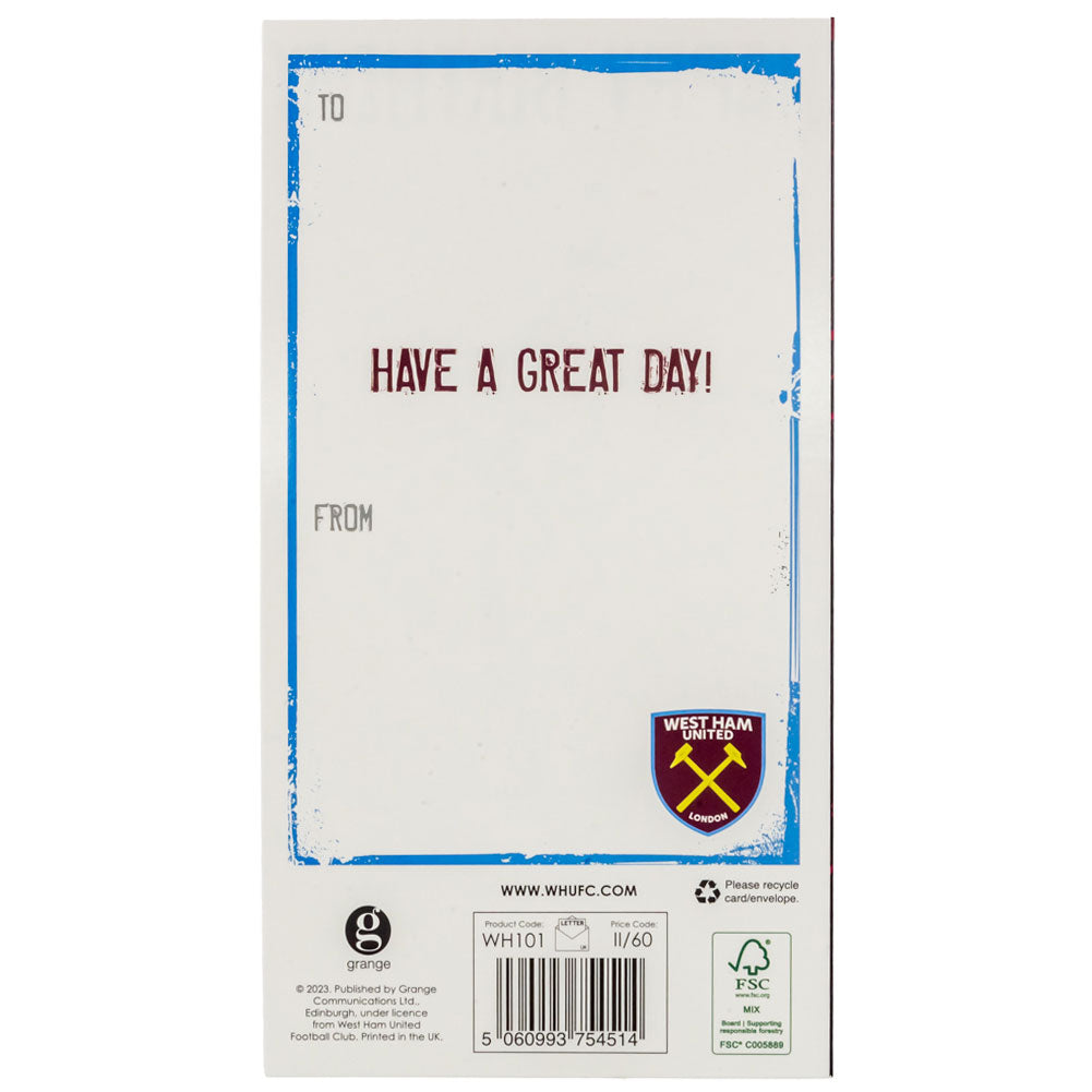 West Ham United FC Crest Birthday Card LKT Sport Football>Premier League>West Ham United FC Greeting Cards