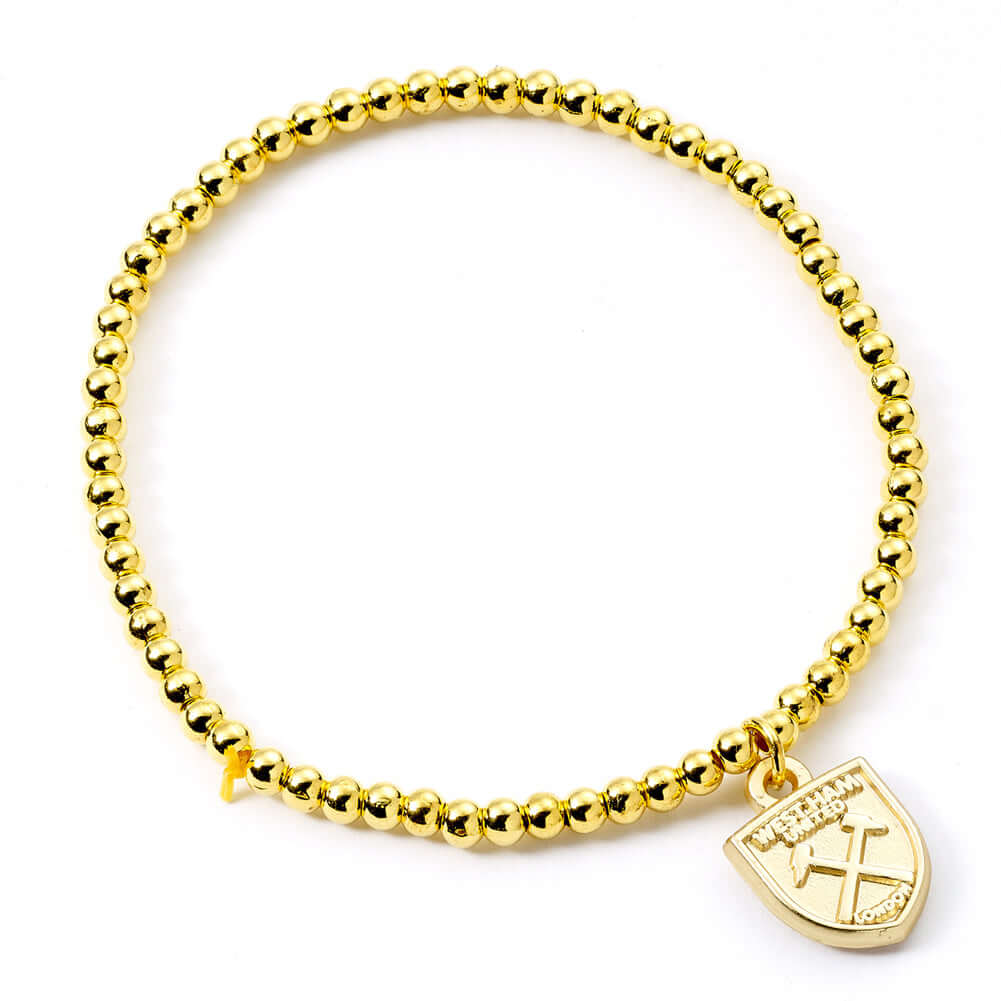 West Ham United FC Gold Finish Bead Bracelet LKT Sport Football>Premier League>West Ham United FC Bracelets
