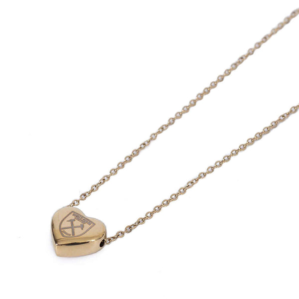 West Ham United FC Gold Plated Heart Necklace LKT Sport Gold plated on stainless steel heart shaped pendant and necklaceChrome finish Gold finish with the West Ham United crest engraved on the pendantthe West Ham United crest engraved on the pendantOffici