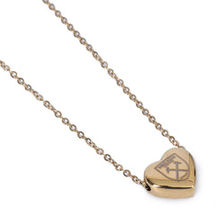 West Ham United FC Gold Plated Heart Necklace LKT Sport Gold plated on stainless steel heart shaped pendant and necklaceChrome finish Gold finish with the West Ham United crest engraved on the pendantthe West Ham United crest engraved on the pendantOffici