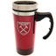 West Ham United FC Handled Travel Mug LKT Sport Stainless steel double-walled thermal travel mugMaintains the temperature of your drink for longerClaret translucent finish with a printed West Ham crestScrew top lid with slide closing drinking holeFeatures
