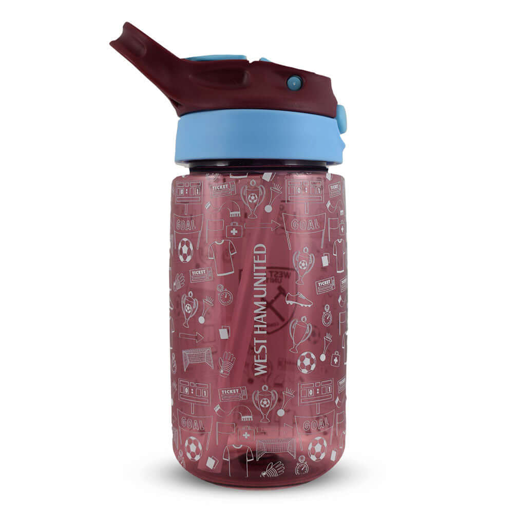 West Ham United FC Junior Water Bottle LKT Sport Vibrant claret kids water bottleWith a white West Ham crest and fun icon designWith a screw top lid and a closable drinking spoutOfficial licensed productApprox ml (oz)Approx cm tall, cm in diameter Water B