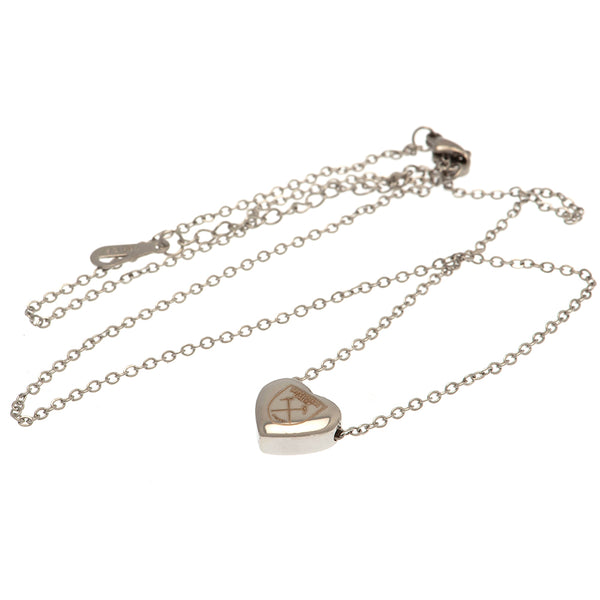 West Ham United FC Stainless Steel Heart Necklace LKT Sport Stainless steel heart shaped pendant and necklaceChrome finish with the West Ham United crest engraved on the pendantOfficial licensed productChain approx 50cm (19in)Pendant approx 12mm x 10mm Ne