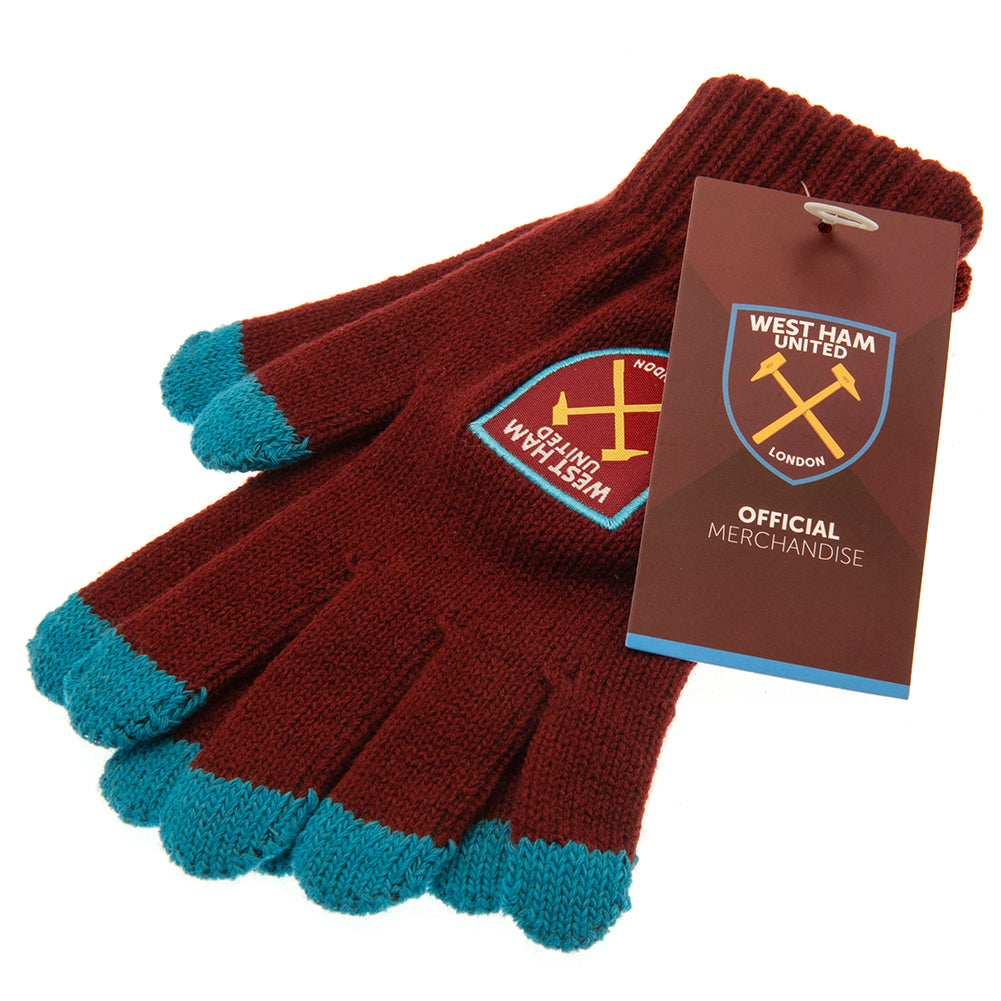 West Ham United FC Touchscreen Knitted Gloves Junior LKT Sport Football>Premier League>West Ham United FC Gloves & Mittens