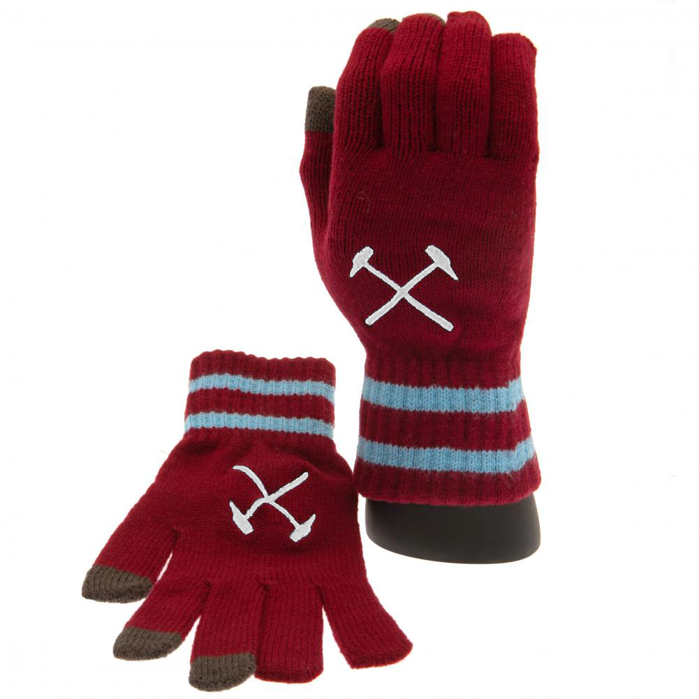 West Ham United FC Touchscreen Knitted Gloves Youths LKT Sport Football>Premier League>West Ham United FC Gloves & Mittens