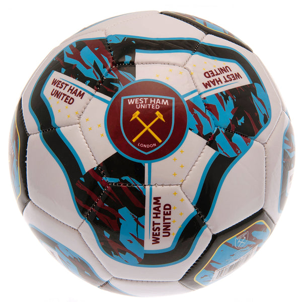 West Ham United FC Tracer Football LKT Sport Claret, blue and white 26 panel everyday PVC FootballFeatures full colour Hammers crests on a tracer design ballSuitable for 14 yrs and olderOfficial licensed productSize 5 footballApprox 69cm in circumference