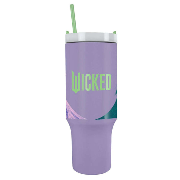 Wicked 40oz Tumbler LKT Sport Purple Wicked themed 40oz thermal mug, ideal for Elphaba and Glinda fans of all agesKeep your drinks hot or cold for hours with double-walled insulationIncludes a soft grip handle for extra comfortWith a sturdy drinking spout