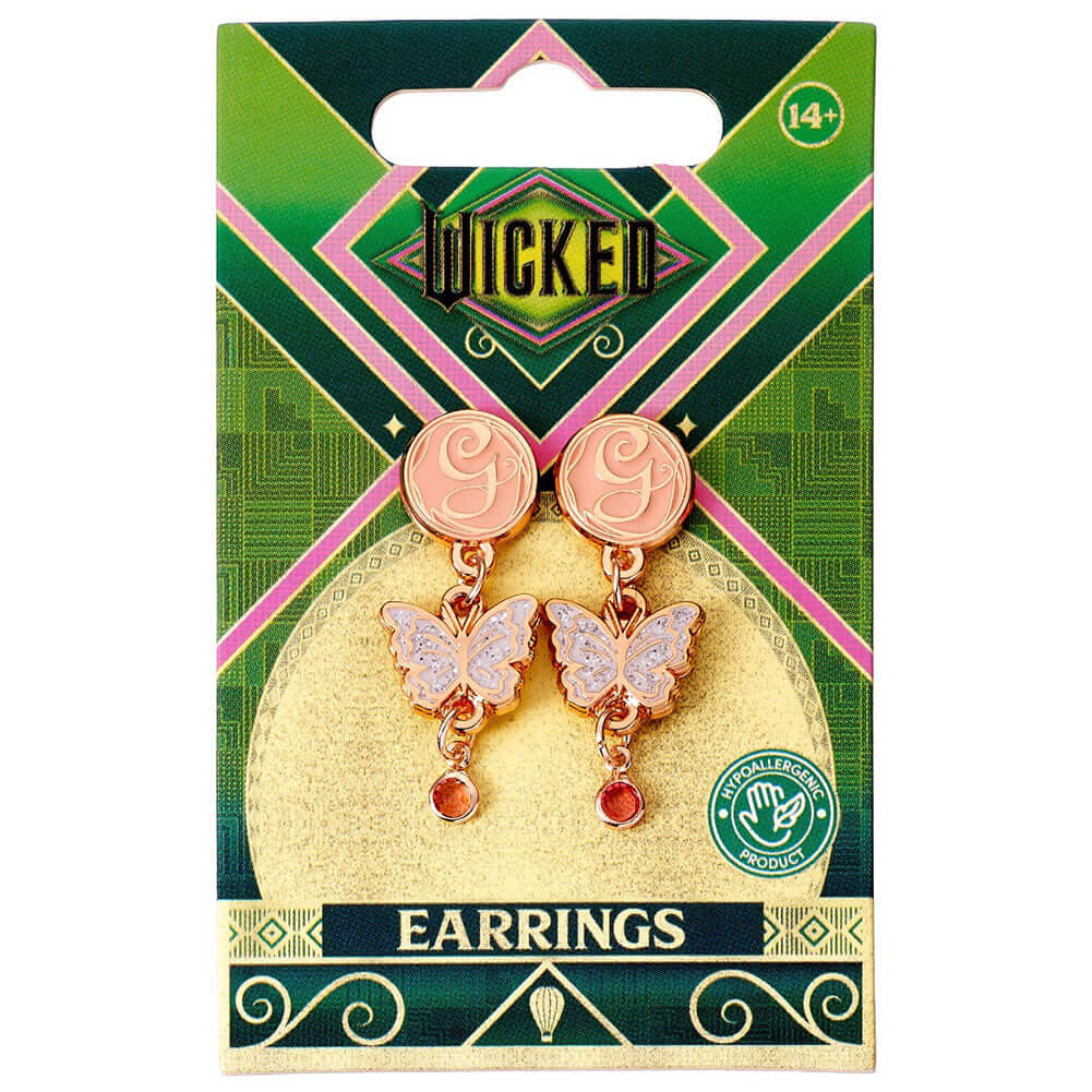 Wicked Rose Gold Plated Glinda Butterfly Drop Earrings LKT Sport Entertainment>Movies>Wicked Earrings