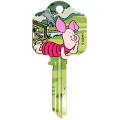 Winnie The Pooh Door Key Piglet LKT Sport Ready to cut blank door key featuring Piglet Suitable for a UL2, UL054 or UL1, UL050 profile locks High quality detailed designs printed on both sides Official licensed product Approx 78mm x 35mm On a backing card