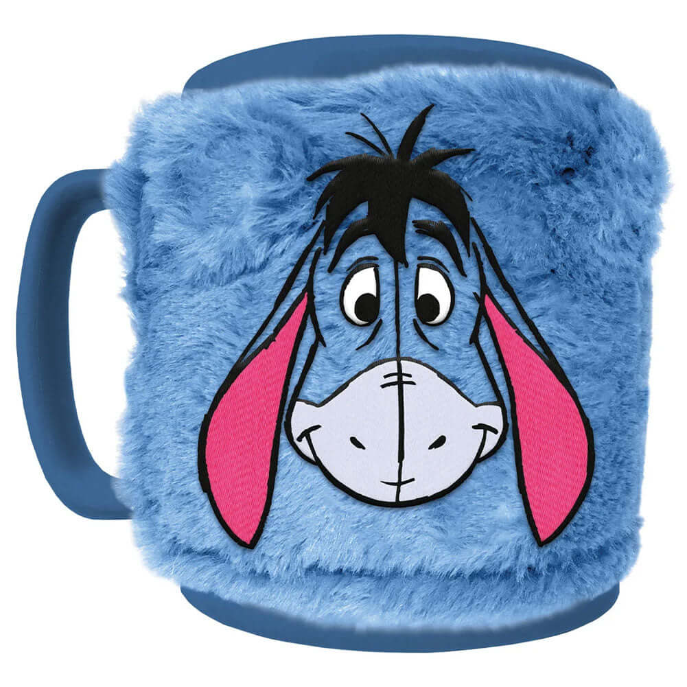Winnie The Pooh Fuzzy Eeyore Mug LKT Sport Enjoy your drink with a touch of Eeyore's charm.. this mug combines unique design along with a removable fluffy cover for added comfortThis blue mug includes images of Eeyore with his name across the topThe fluff