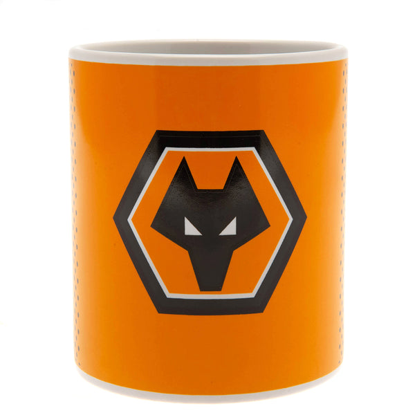 Wolverhampton Wanderers FC Fade Mug LKT Sport Ceramic everyday coffee mugFade design featuring the Wolves club crest in classic Wolves colours on the frontGlazed kiln fired finish with white handleOfficial licensed productApprox 315ml (11oz)Approx 9cm tal