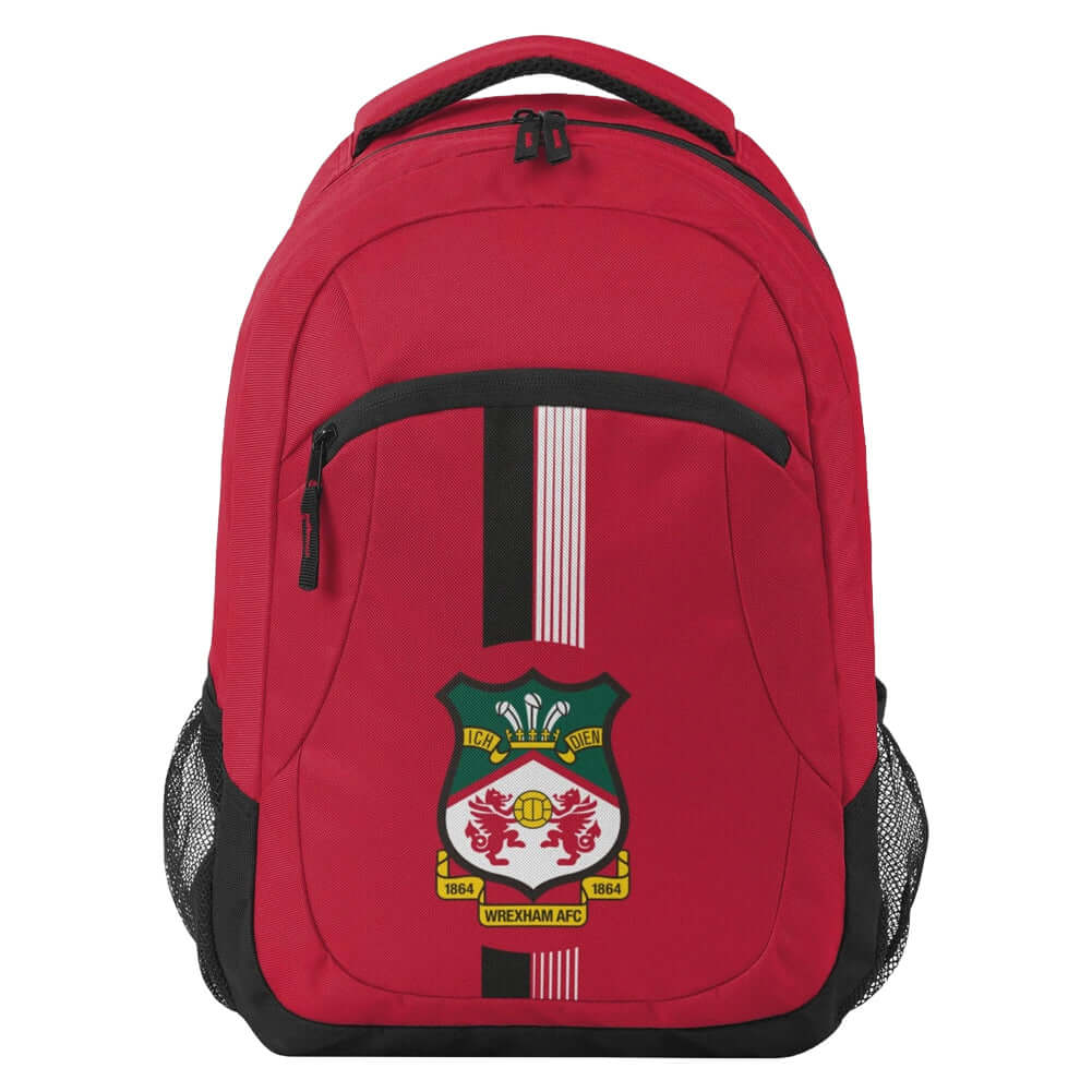Wrexham AFC Ultra Action Backpack LKT Sport Ultra design backpack featuring Wrexham club crestMain compartment has a large double zipped opening for easy accessInternal elasticated pouch and front zipped pocket2 mesh side pocketsOfficial licensed productA